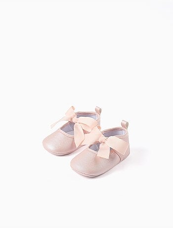 Satijnen strik ballerina's, synthetisch leer