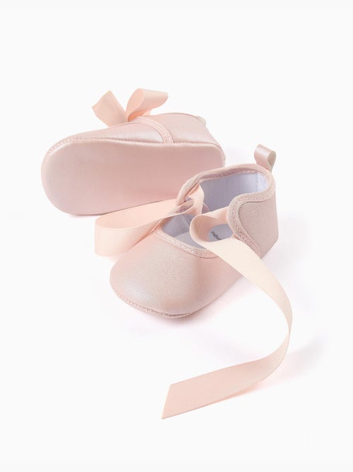Satijnen strik ballerina's, synthetisch leer - Kiabi