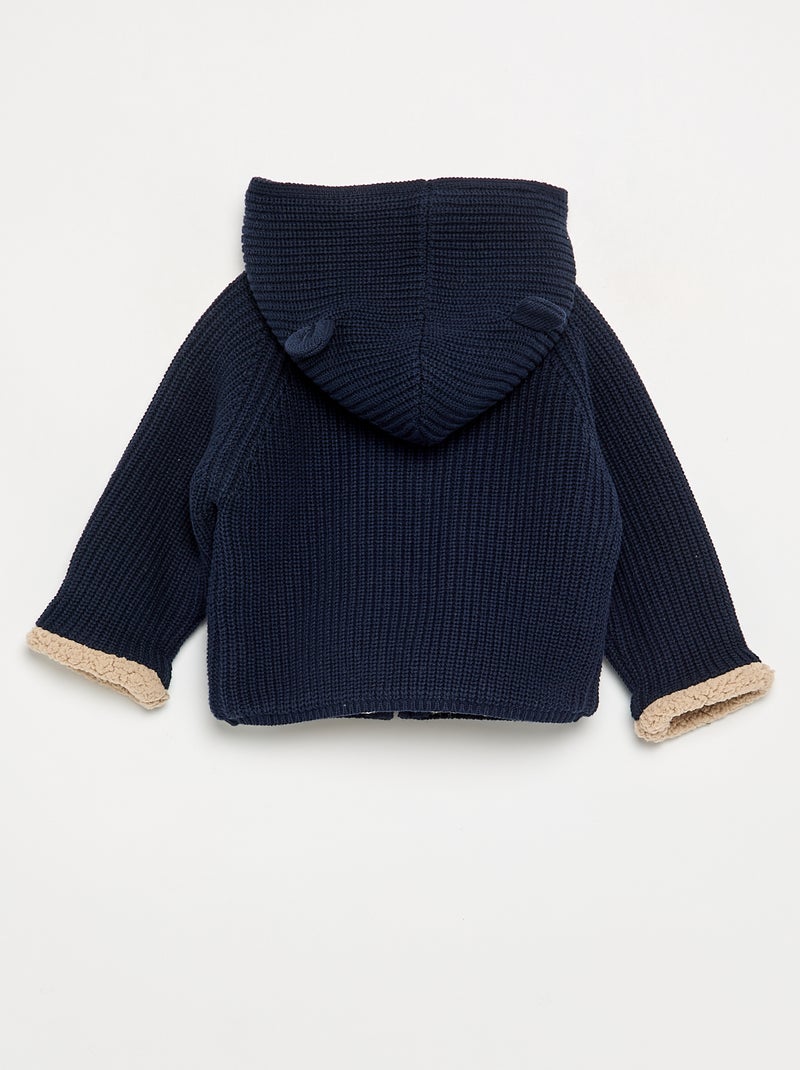 Schapenvachtgevoerd vest met capuchon Blauw - Kiabi