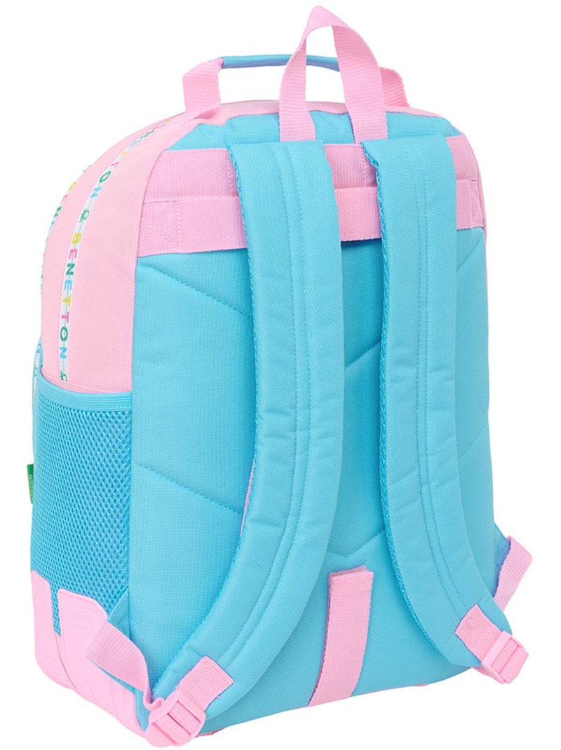 Schoolrugzak Be Benetton met 2 vakken 42 cm Wit Roze Blauw - Kiabi