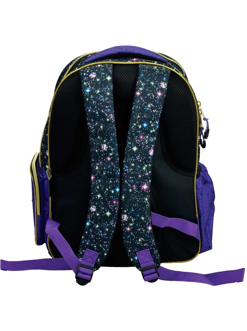 Schoolrugzak bedrukt galaxie 2 vakken Monster High Zwart Paars Blauw - Kiabi