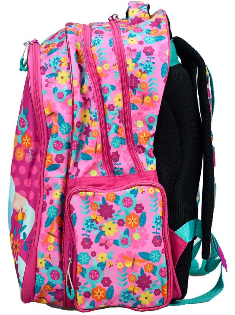 Schoolrugzak Disney Princess bloemenmotief 43 cm Roze - Kiabi