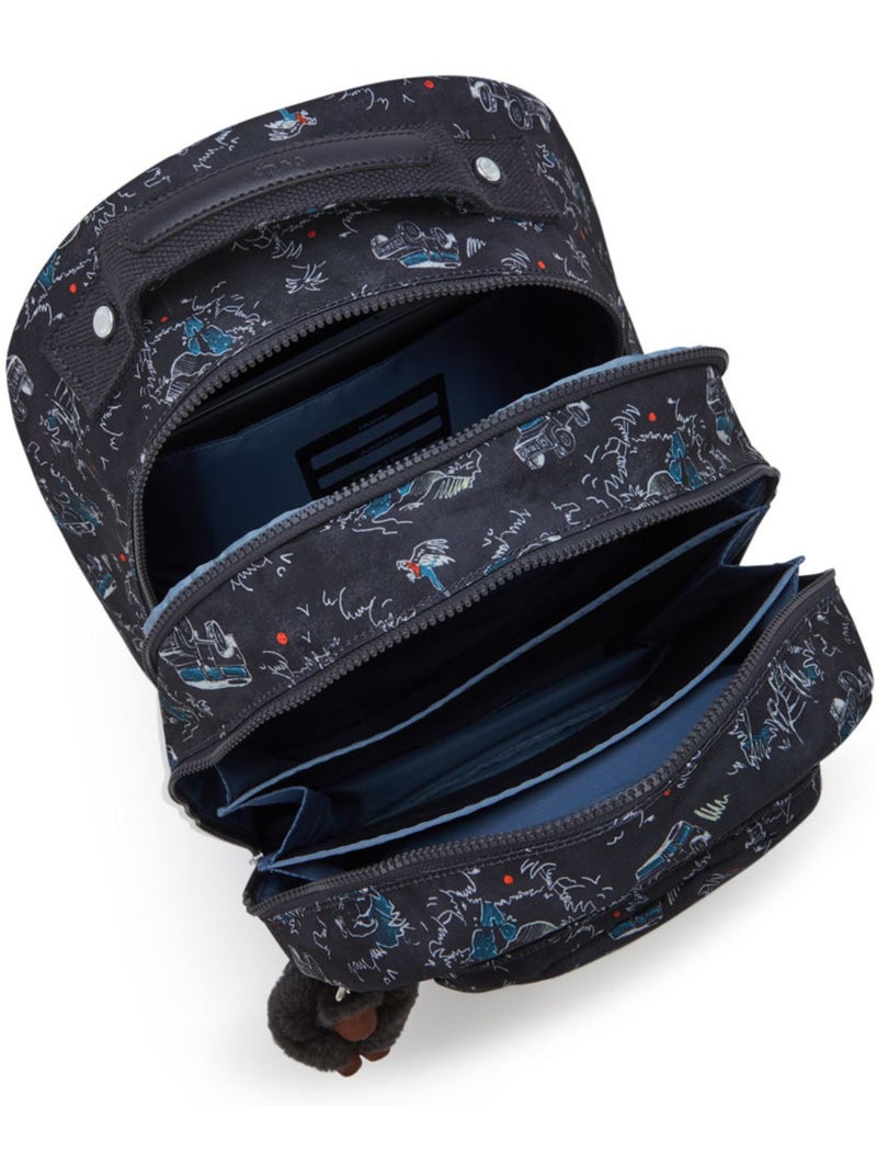 Schoolrugzak Kipling Class Room polyester motief Jungle Fun Race Zwart Blauw Wit - Kiabi
