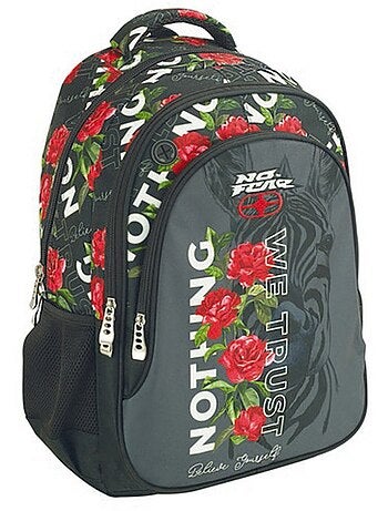 Schoolrugzak No Fear motief zèbre en roze polyester
