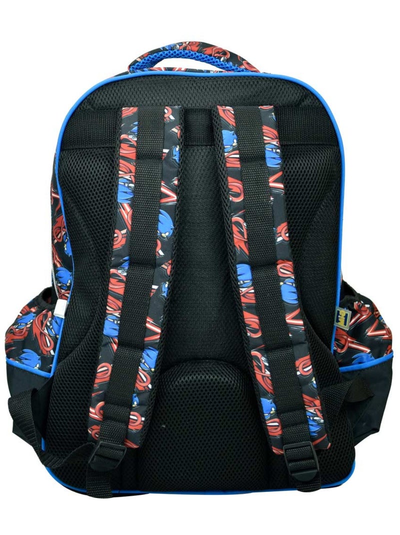 Schoolrugzak Sonic Prime bedrukt personage 2 vakken Blauw Rood Wit - Kiabi