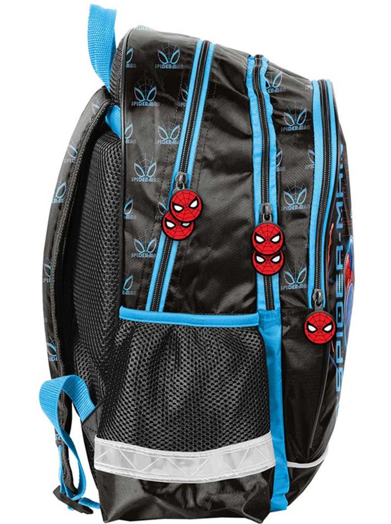 Schoolrugzak Spider-Man afwerking synthetisch glanzend Paso Zwart Blauw Wit - Kiabi