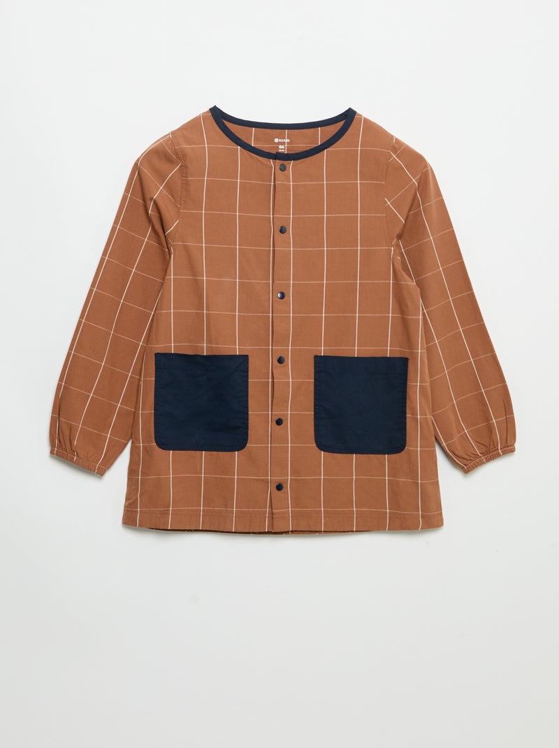 Schoolschort met lange mouwen Bruin - Kiabi