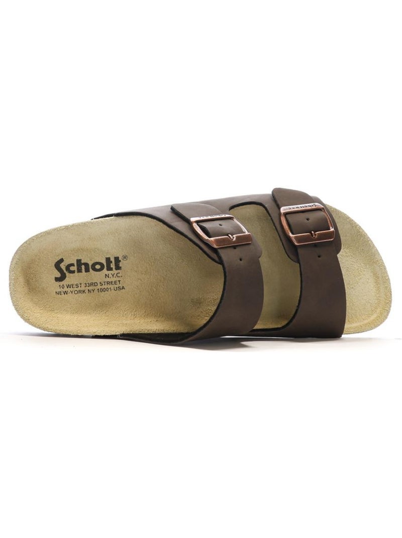 Schott Arthur Heren Bruine Leren Sandalen Cappuccinobruin - Kiabi
