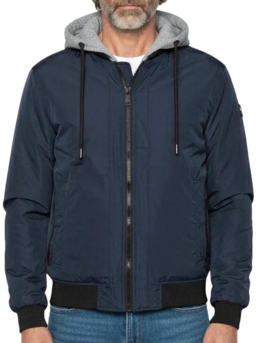 Schott Blouson Marine met Afneembare Kraag - Kiabi Schott Blouson Marine met Afneembare Kraag - Kiabi
