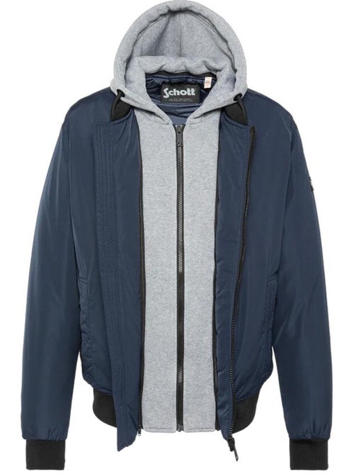 Schott Blouson Marine met Afneembare Kraag - Kiabi Schott Blouson Marine met Afneembare Kraag - Kiabi