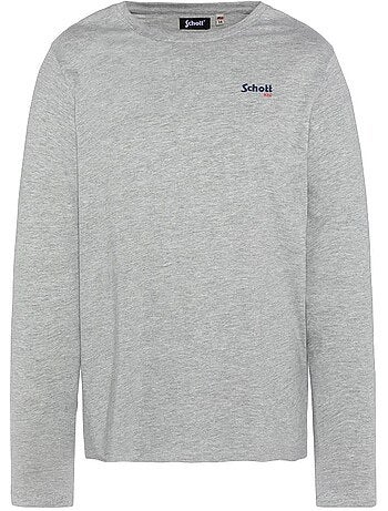 Schott brodedml grijs t-shirt voor heren