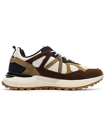 Schott heck heren sneakers beige/bordeaux/mosterd