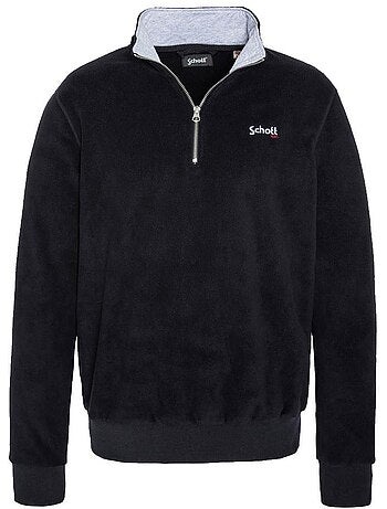 Schott marineblauwe halve rits fleece trui voor heren