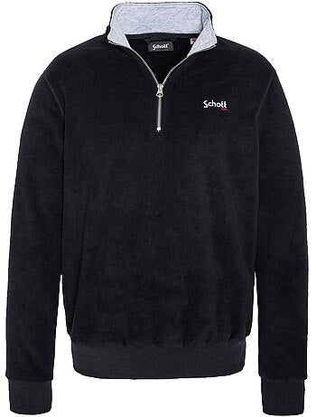 Schott marineblauwe halve rits fleece trui voor heren