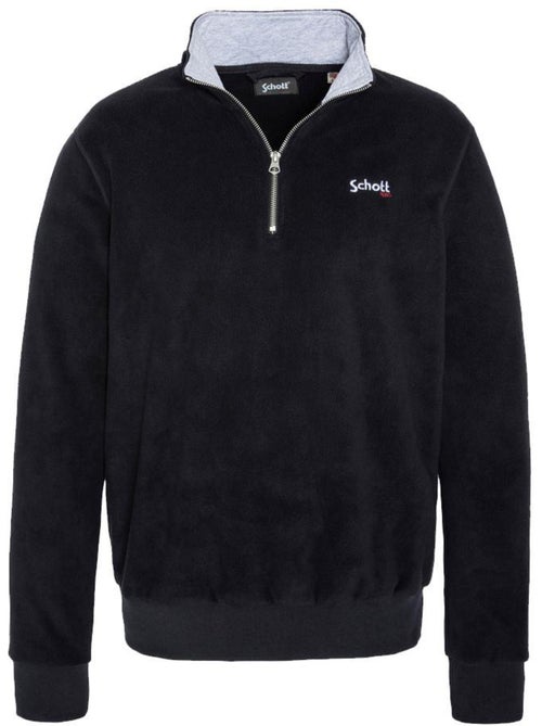 Schott Heren Halve Rits Fleece Trui Zwart - Kiabi Schott Heren Halve Rits Fleece Trui Zwart - Kiabi