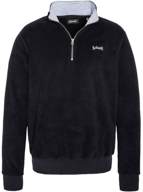 Schott Heren Halve Rits Fleece Trui Zwart - Kiabi Schott Heren Halve Rits Fleece Trui Zwart - Kiabi
