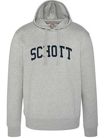 Schott hoodie grijs met logo voor heren