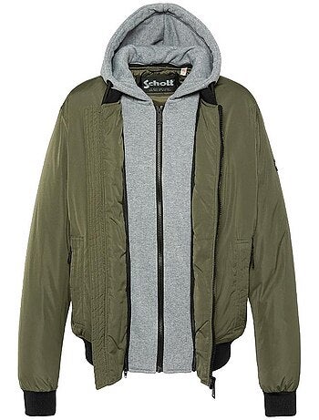 Schott kaki blouson met afneembare kraag