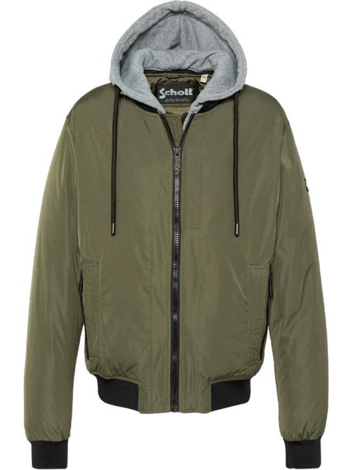 Schott Kaki Blouson met Afneembare Kraag - Kiabi Schott Kaki Blouson met Afneembare Kraag - Kiabi