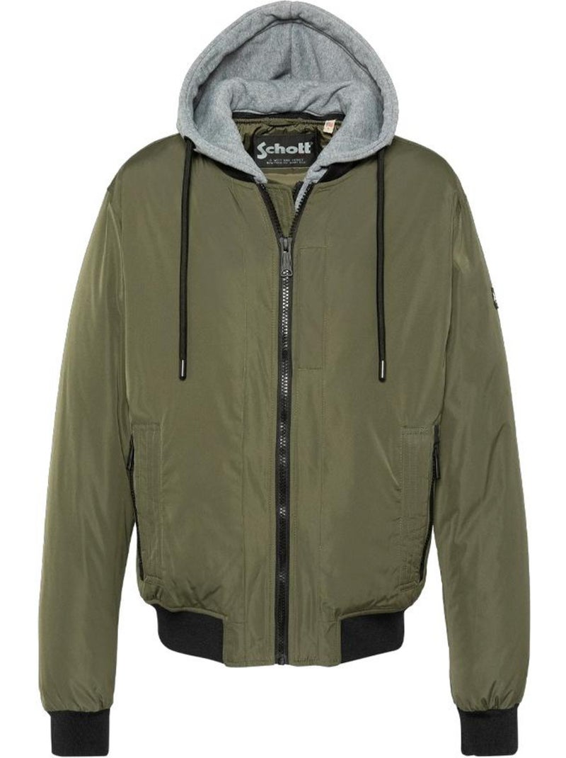 Schott Kaki Blouson met Afneembare Kraag Licht kakigroen - Kiabi