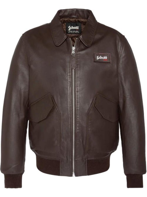 Schott LCJET Bruine Leren Blouson voor Heren - Kiabi Schott LCJET Bruine Leren Blouson voor Heren - Kiabi