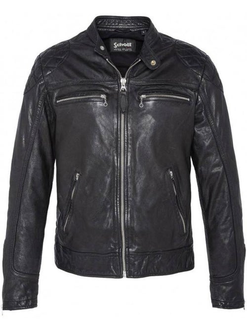 Schott LCSPYDER25 Zwart Leren Blouson voor Heren - Kiabi Schott LCSPYDER25 Zwart Leren Blouson voor Heren - Kiabi