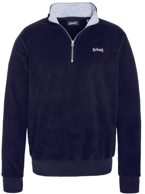 Schott Marineblauwe Halve Rits Fleece Trui voor Heren - Kiabi Schott Marineblauwe Halve Rits Fleece Trui voor Heren - Kiabi