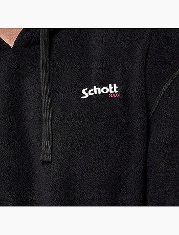 Schott micro polar heren hoodie zwart