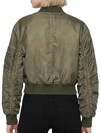 Schott oversized kaki bomberjack voor dames - washed look
