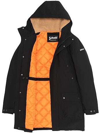 Schott parka heren zwart gevoerd met sherpa