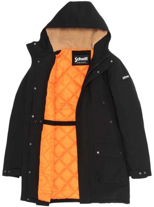 Schott Parka Heren Zwart Gevoerd met Sherpa - Kiabi Schott Parka Heren Zwart Gevoerd met Sherpa - Kiabi