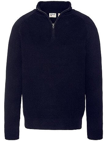 Schott plali heren trui met 1/4 rits - marineblauw