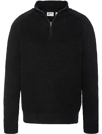 Schott plali heren trui met 1/4 rits - marineblauw