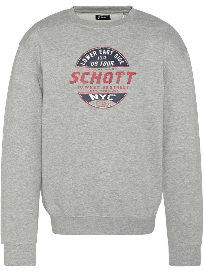 Schott Rdc Heren Sweatshirt met Print - Grijs Zilvergrijs - Kiabi