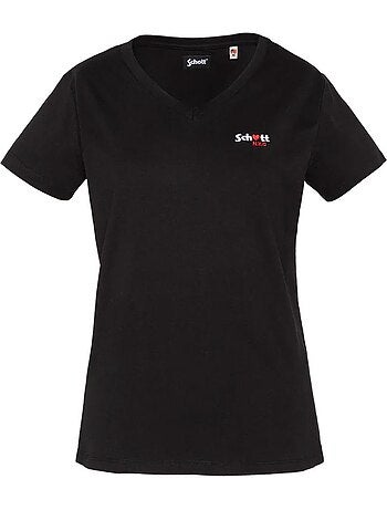 Schott tsbrodedw zwart t-shirt voor dames