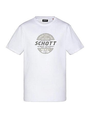 Schott tsustour wit t-shirt voor heren