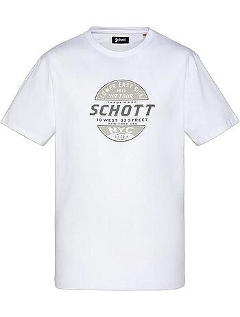 Schott tsustour wit t-shirt voor heren