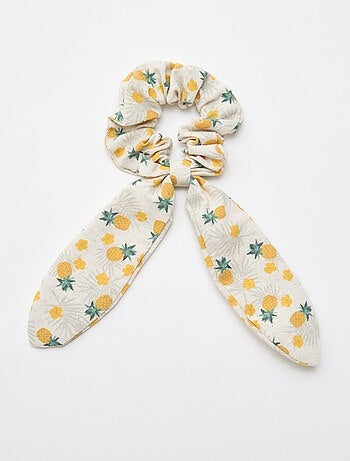 Scrunchie met ananasprint en lange strik
