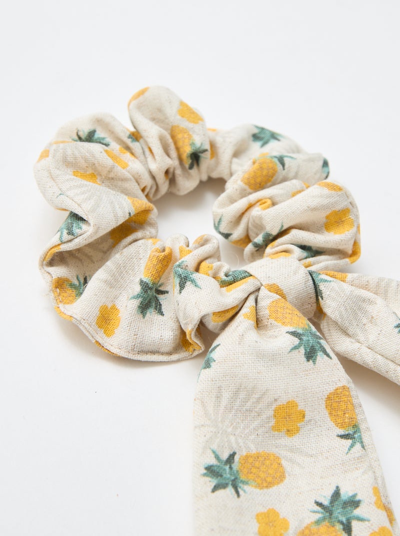 Scrunchie met ananasprint en lange strik Geel - Kiabi