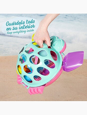 Seau de plage avec accessoires et crabe de plage coloré color beach