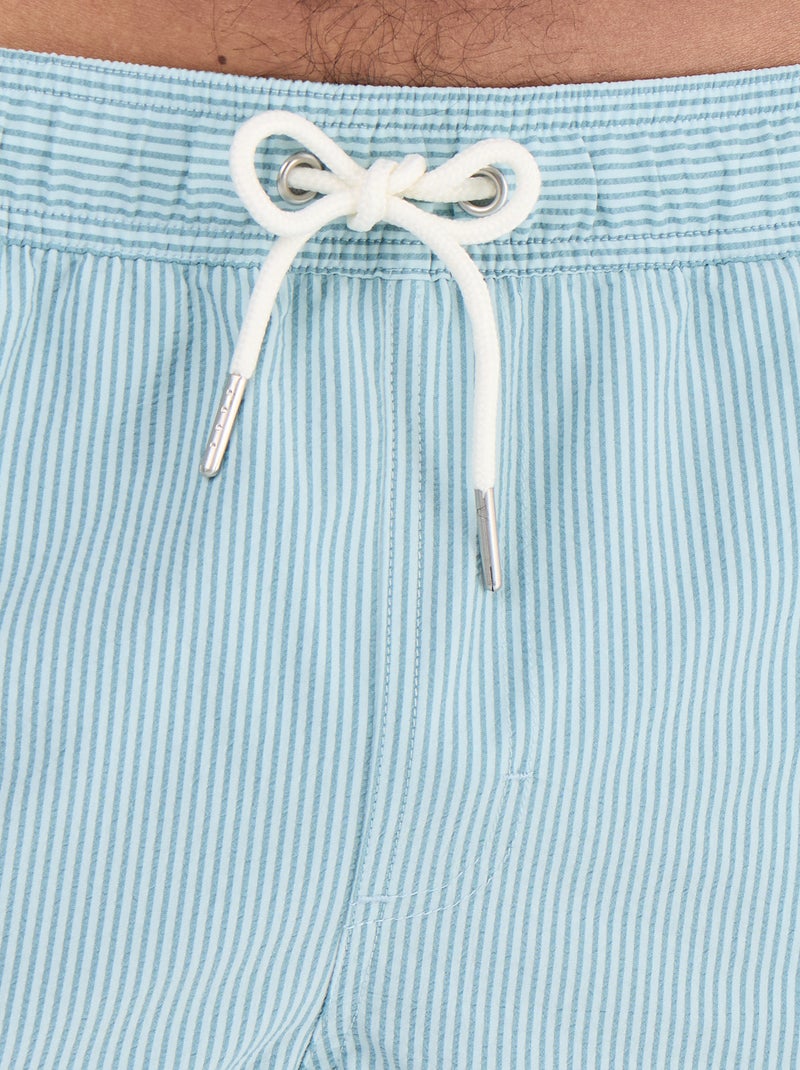Seersucker zwemshort Blauw - Kiabi