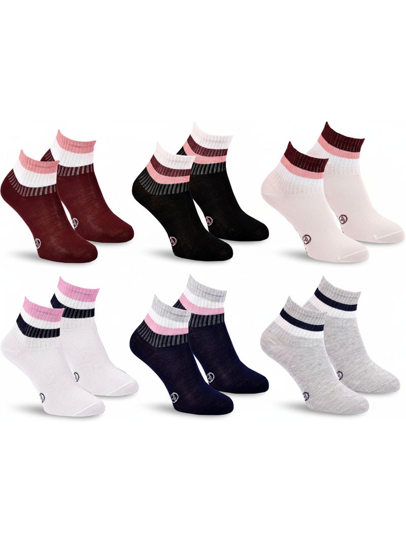 Sergio tacchini pack chaussettes courtes fille quarter  lot de 6 Noir Bordeaux - Kiabi