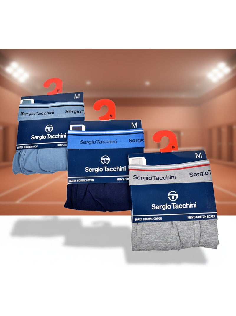 Sergio Tacchini Pack de Boxers Homme  Lot de 3 Bleu Gris - Kiabi