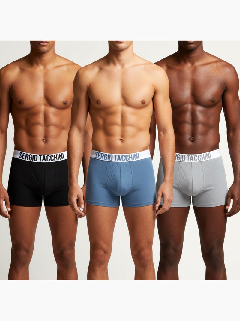 Sergio Tacchini Pack de Boxers Homme  Lot de 3 Noir Bleu - Kiabi