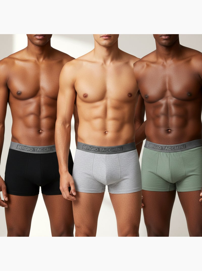Sergio Tacchini Pack de Boxers Homme  Lot de 3 Noir Gris - Kiabi