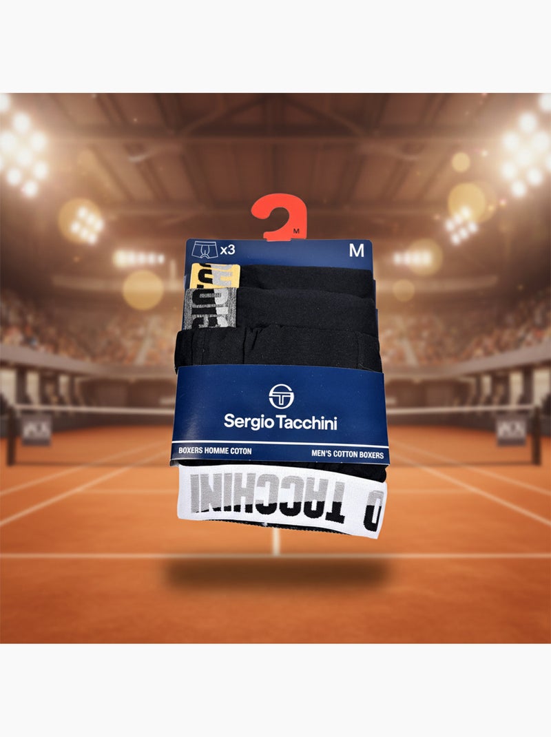 Sergio Tacchini Pack de Boxers Homme  Lot de 3 Noir Noir - Kiabi