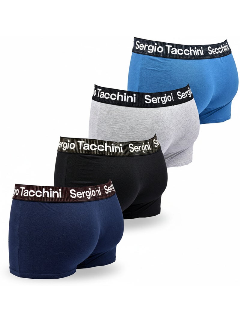 Sergio Tacchini Pack de Boxers Homme  Lot de 4 Bleu Gris - Kiabi