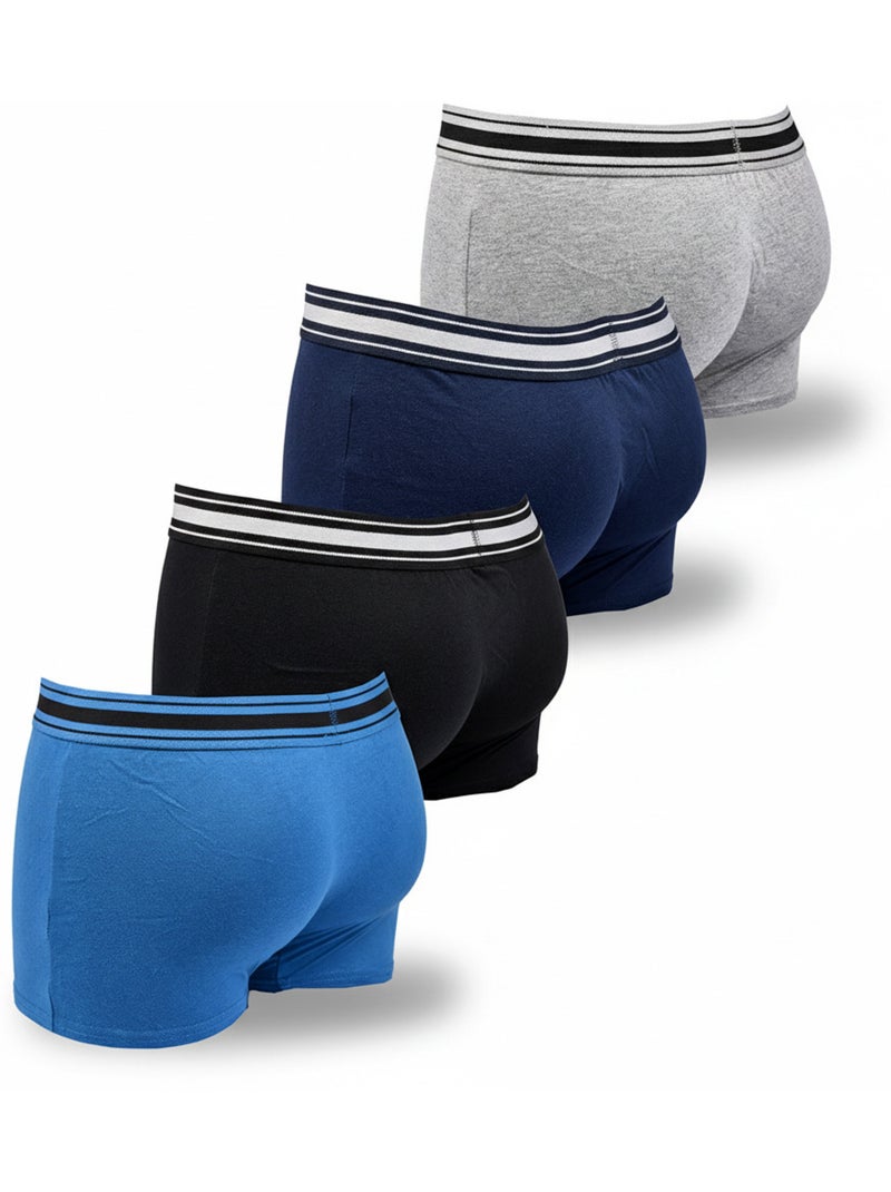Sergio Tacchini Pack de Boxers Homme  Lot de 4 Gris Bleu - Kiabi