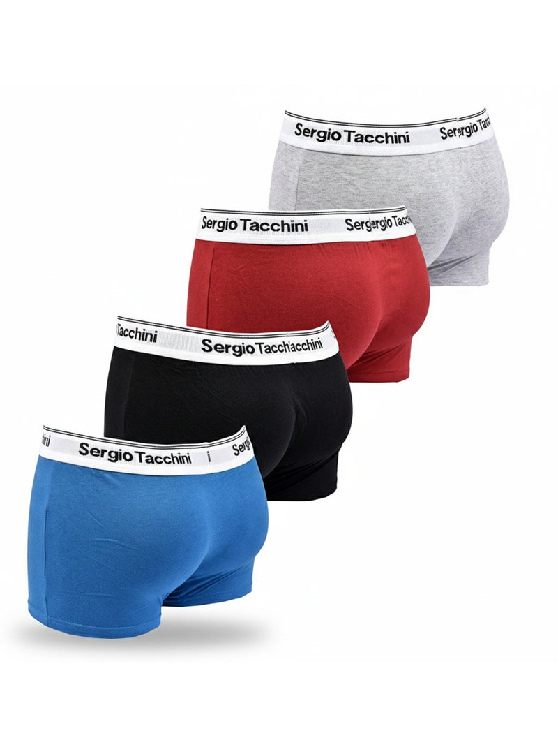 Sergio Tacchini Pack de Boxers Homme  Lot de 4 Gris Rouge - Kiabi