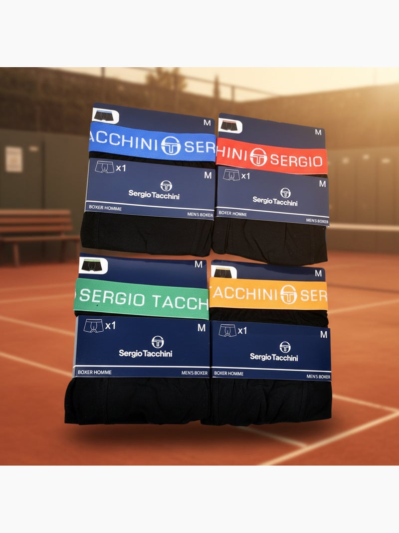 Sergio Tacchini Pack de Boxers Homme  Lot de 4 Noir Multicolore Noir - Kiabi